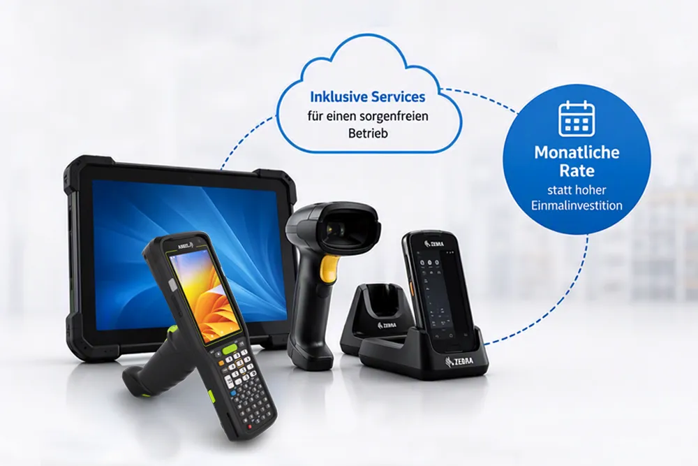 Device as a Service (DaaS) für MDE-Geräte, Scanner & RFID und Finanzierungsmöglichkeiten bei Integer Solutions Device as a Service von Integer Solutions mit MDE-Geräten, Barcode-Scannern, RFID-Lösungen und Industrietablets zu planbaren monatlichen Kosten